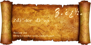 Zádor Éva névjegykártya