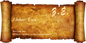 Zádor Éva névjegykártya